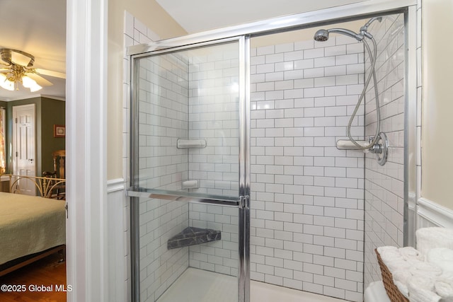 1435 Lowell Rd, Schenectady, NY 12308 - full bathroom with a shower stall, ceiling fan, and ensuite bath