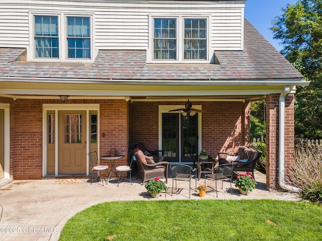 1435 Lowell Rd, Schenectady, NY 12308 - view of patio with a ceiling fan and an outdoor living space