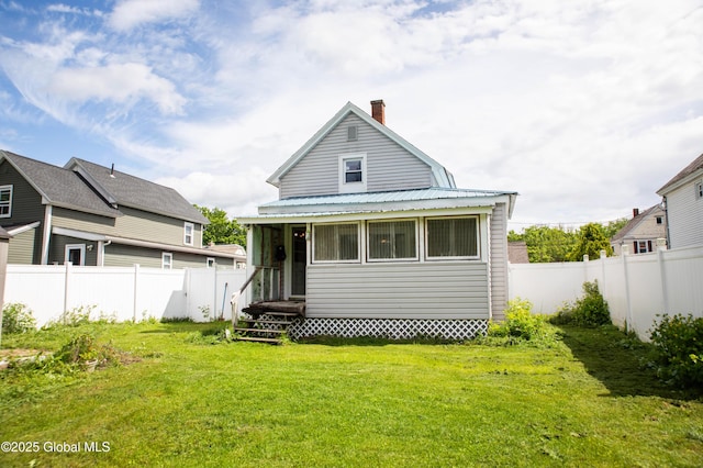 127 John St, Hudson Falls, NY 12839 - rear view of property featuring a chimney and metal roof