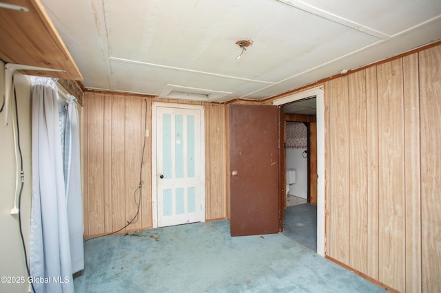 127 John St, Hudson Falls, NY 12839 - carpeted empty room featuring wood walls