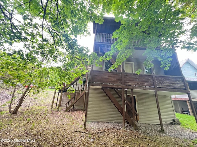 31-33 Malta Ave, Ballston Spa, NY 12020 - back of house featuring stairway and a wooden deck