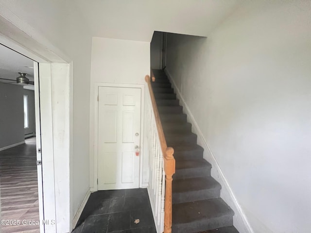 31-33 Malta Ave, Ballston Spa, NY 12020 - stairs with baseboards and ceiling fan