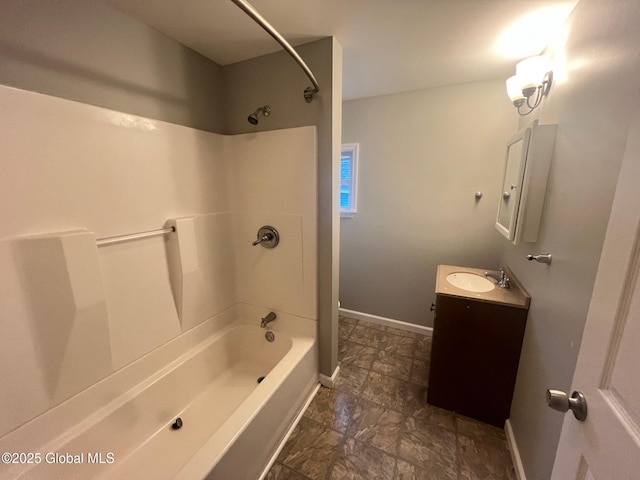 31-33 Malta Ave, Ballston Spa, NY 12020 - bathroom featuring shower / washtub combination, baseboards, and vanity