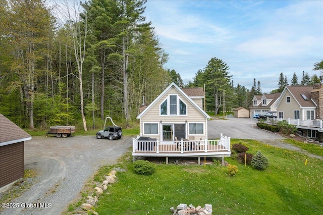 126 Lakeview Ln, Mayfield, NY 12117 - back of property with a deck and driveway