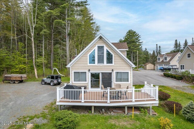 126 Lakeview Ln, Mayfield, NY 12117 - rear view of property featuring a wooden deck