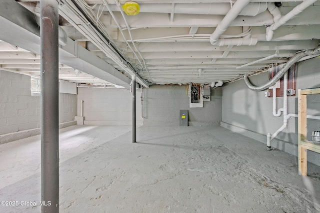 view of unfinished basement