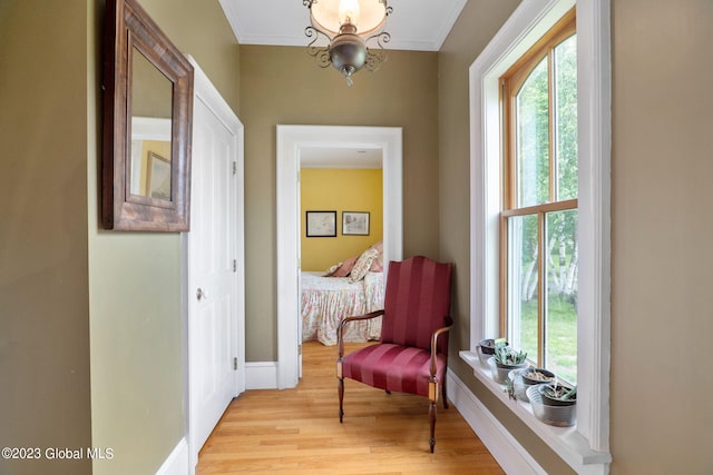 6510 State Route 10, Seward, NY 13459 - sitting room featuring plenty of natural light, light wood-style flooring, ornamental molding, a chandelier, and baseboards