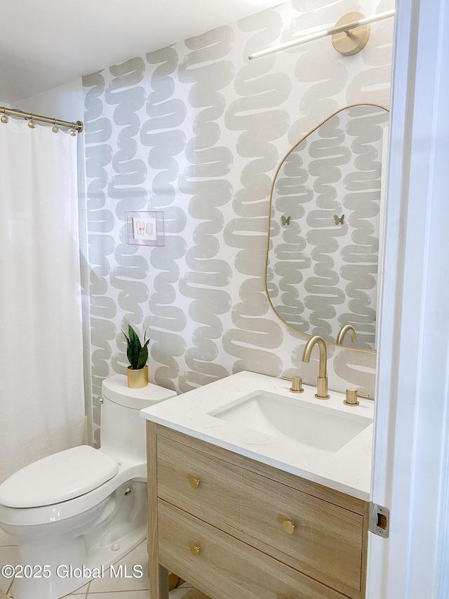 5 Moon Dr, Saratoga Springs, Inside, NY 12866 - bathroom featuring vanity, toilet, and wallpapered walls