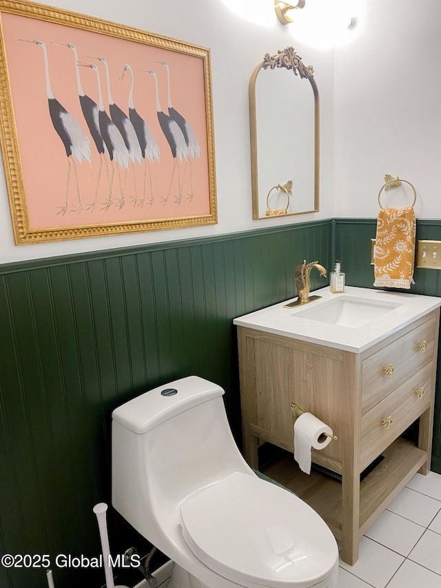 5 Moon Dr, Saratoga Springs, Inside, NY 12866 - bathroom featuring wainscoting, toilet, vanity, and tile patterned floors