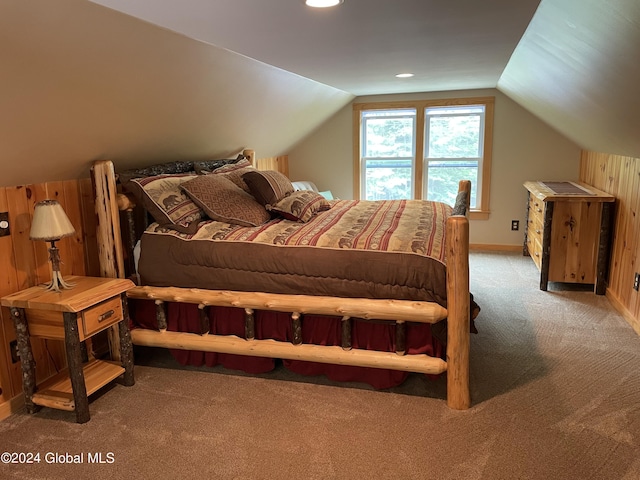 166 Finkle Rd, Bolton, NY 12814 - bedroom featuring carpet floors, lofted ceiling, baseboards, and recessed lighting
