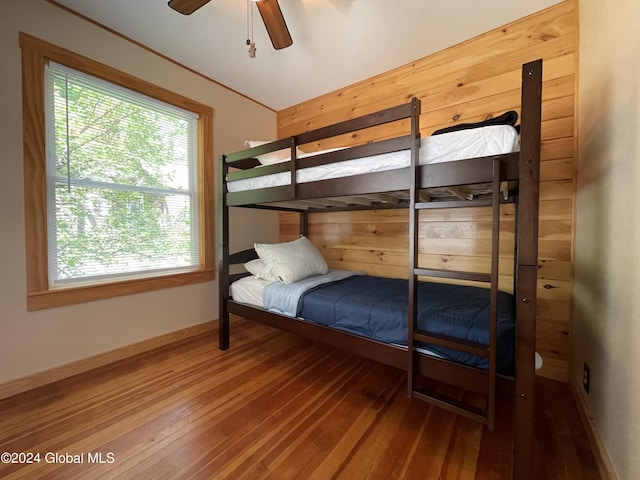 166 Finkle Rd, Bolton, NY 12814 - bedroom with hardwood / wood-style floors, baseboards, and ceiling fan