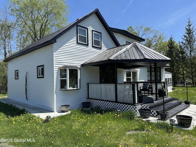 111 Rose St, Delanson, NY 12053 - back of property featuring a lawn and a porch