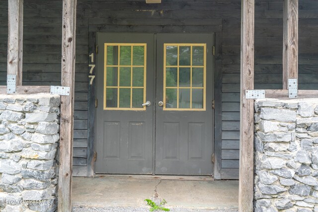 177 County Highway 155, Mayfield, NY 12025 - entrance to property with stone siding and french doors
