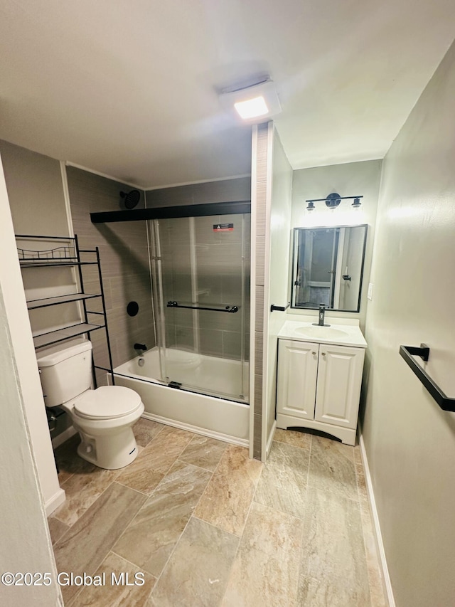 6 Alvey St, Schenectady, NY 12304 - full bathroom featuring toilet, enclosed tub / shower combo, vanity, and baseboards