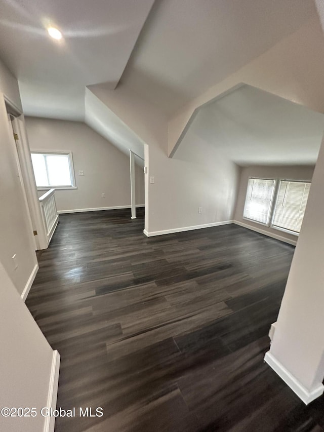 6 Alvey St, Schenectady, NY 12304 - bonus room with dark wood finished floors, baseboards, and vaulted ceiling