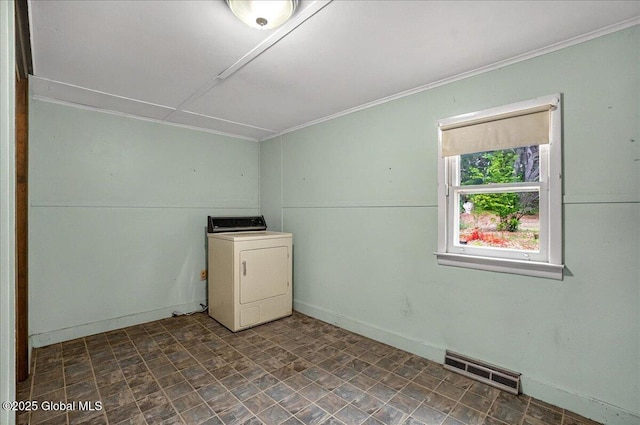 204 Greenfield Ave, Milton, NY 12020 - laundry room featuring washer / dryer, ornamental molding, and baseboards