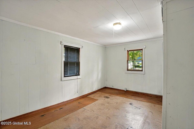 204 Greenfield Ave, Milton, NY 12020 - empty room featuring crown molding, wood finished floors, and wood walls