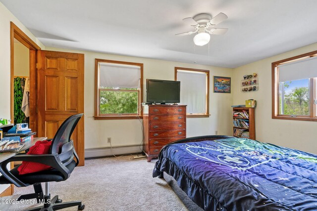 18 Main St, Berne, NY 12059 - carpeted bedroom featuring baseboard heating and a ceiling fan