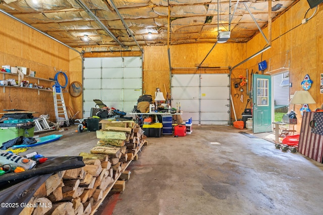 18 Main St, Berne, NY 12059 - garage with a garage door opener and wood walls