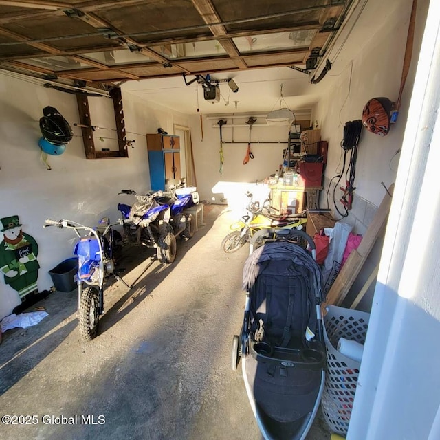 garage with a garage door opener