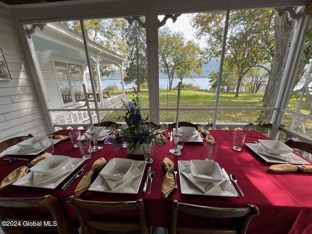 601/603 Baldwin Rd, Ticonderoga, NY 12883 - sunroom / solarium with a water view and healthy amount of natural light