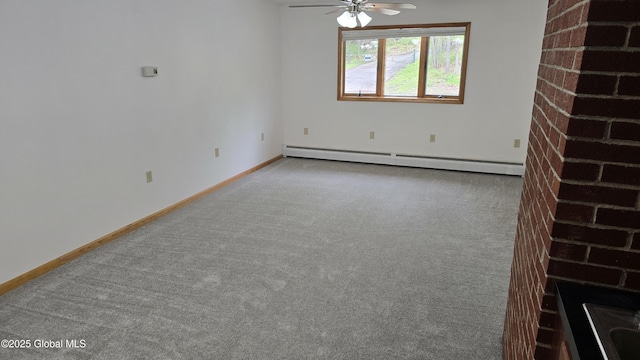 505 Elm Ave, Bethlehem, NY 12158 - carpeted empty room with a baseboard heating unit, ceiling fan, and baseboards