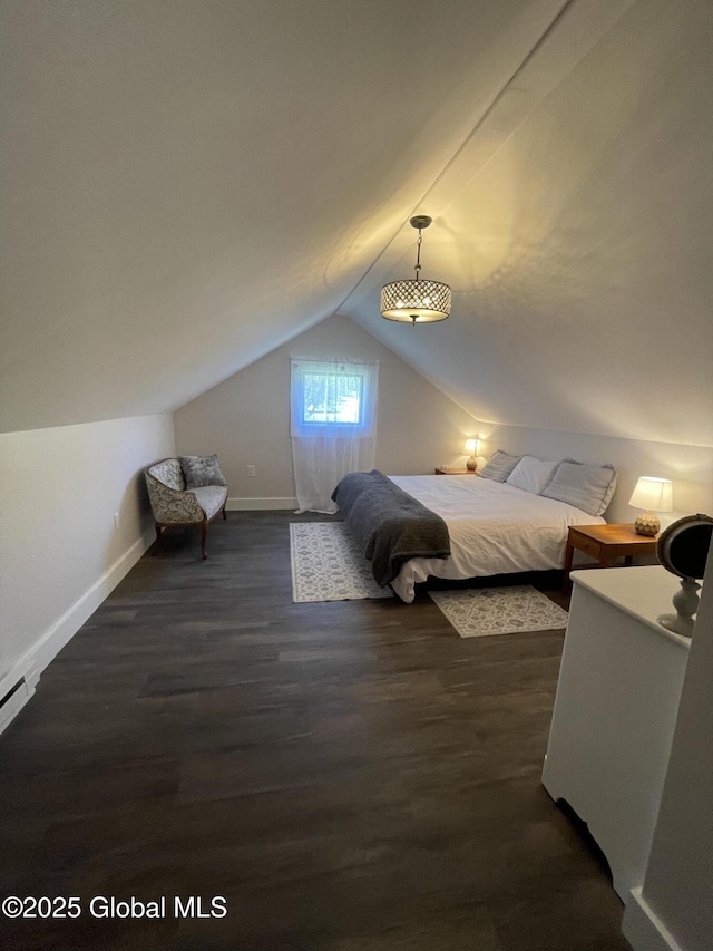 1054 Vly Smt, Cambridge, NY 12834 - bedroom with vaulted ceiling, dark wood finished floors, and baseboards