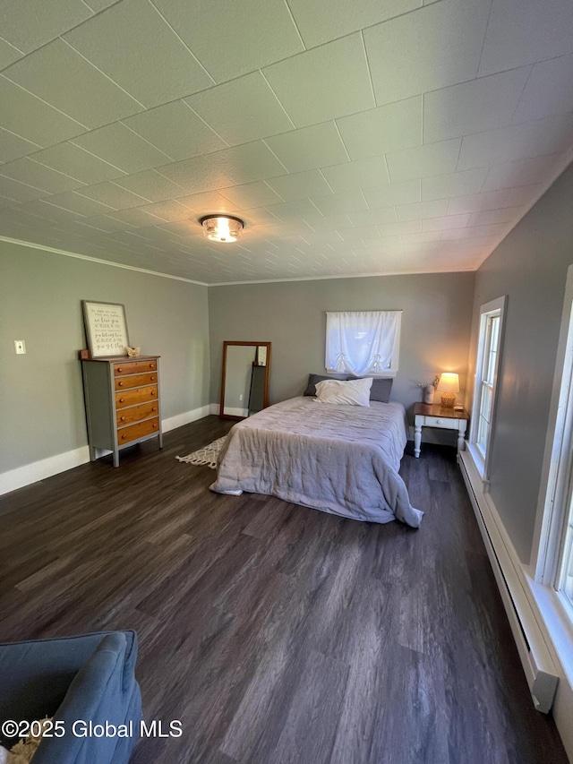 1054 Vly Smt, Cambridge, NY 12834 - bedroom featuring a baseboard radiator, dark wood finished floors, multiple windows, and baseboards
