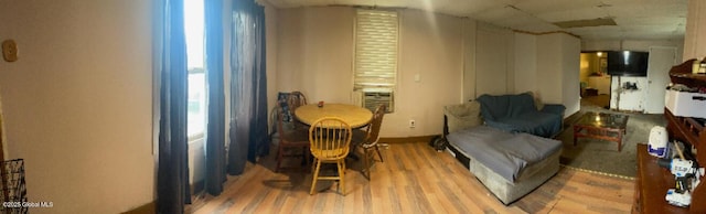 living area with light wood-style floors