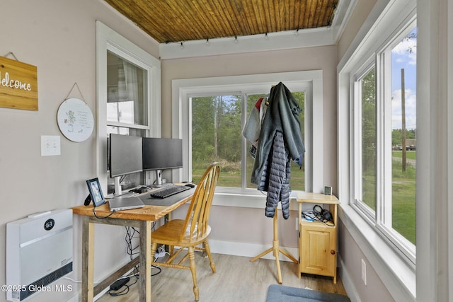 109 Wood Rd, Ballston Spa, NY 12020 - home office with wood finished floors, plenty of natural light, baseboards, and wooden ceiling
