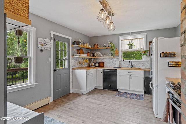 109 Wood Rd, Ballston Spa, NY 12020 - kitchen with dishwasher, baseboard heating, stainless steel gas range oven, and plenty of natural light