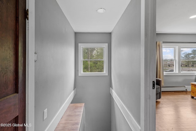 109 Wood Rd, Ballston Spa, NY 12020 - hallway with baseboard heating and wood finished floors