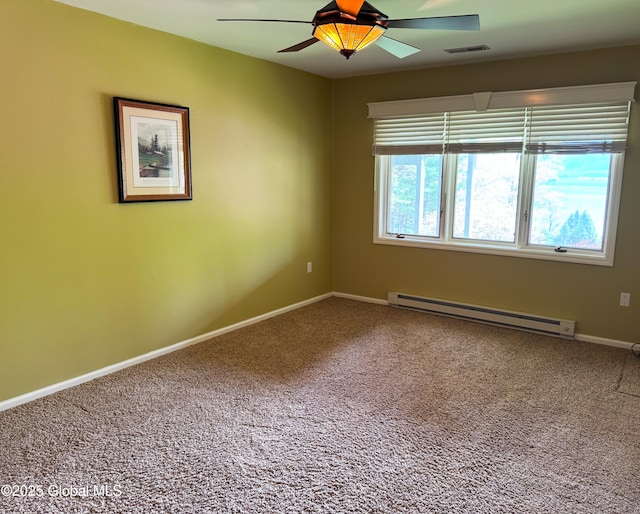 110 Juniper Hill Dr Unit 34, Bolton, NY 12814 - carpeted empty room featuring baseboard heating, a ceiling fan, and baseboards