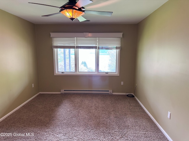 110 Juniper Hill Dr Unit 34, Bolton, NY 12814 - carpeted spare room featuring a baseboard heating unit, ceiling fan, and baseboards