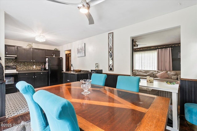 5131 Fairground Ave, Ballston Spa, NY 12020 - dining space featuring a ceiling fan and dark wood-style flooring