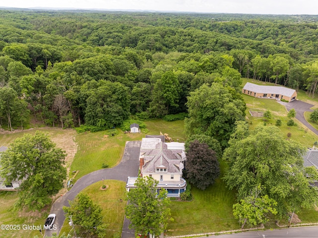 bird's eye view of a heavily wooded area
