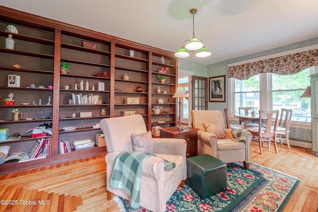 living area with a baseboard radiator