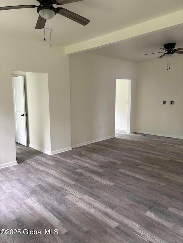 4632 State Highway 30, Broadalbin, NY 12010 - empty room with ceiling fan, dark wood-type flooring, and baseboards