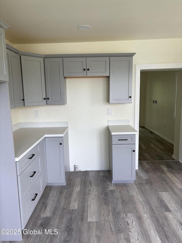 4632 State Highway 30, Broadalbin, NY 12010 - kitchen with gray cabinets and wood finished floors