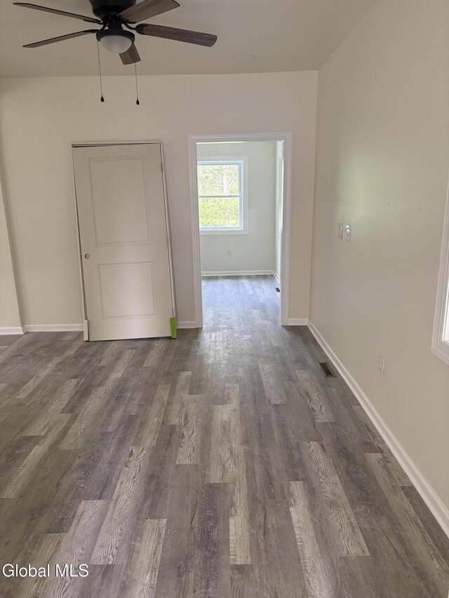 4632 State Highway 30, Broadalbin, NY 12010 - unfurnished room with ceiling fan and dark wood finished floors
