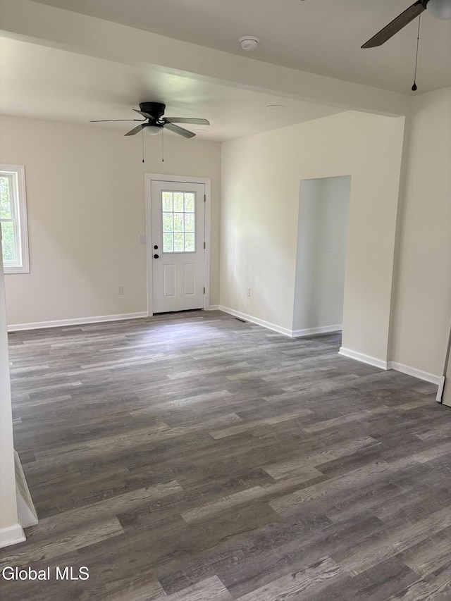 4632 State Highway 30, Broadalbin, NY 12010 - empty room with ceiling fan and dark wood-type flooring