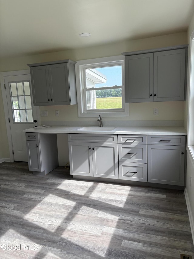 4632 State Highway 30, Broadalbin, NY 12010 - kitchen with plenty of natural light, light countertops, light wood finished floors, and gray cabinets
