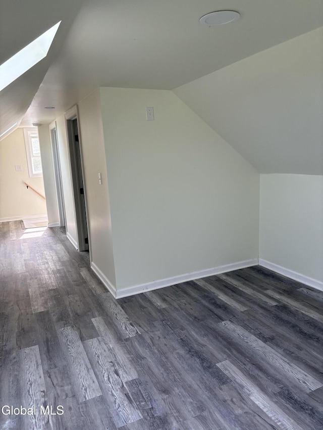 4632 State Highway 30, Broadalbin, NY 12010 - additional living space featuring a skylight, lofted ceiling, and dark wood-type flooring