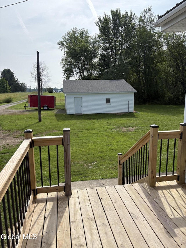 4632 State Highway 30, Broadalbin, NY 12010 - wooden terrace with a lawn and an outbuilding