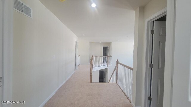35 Sally St, Halfmoon, NY 12118 - corridor with an upstairs landing, carpet floors, recessed lighting, and baseboards