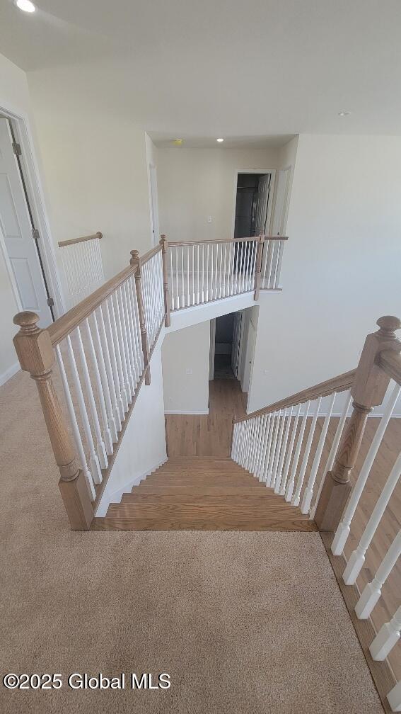 35 Sally St, Halfmoon, NY 12118 - stairs with carpet floors and recessed lighting