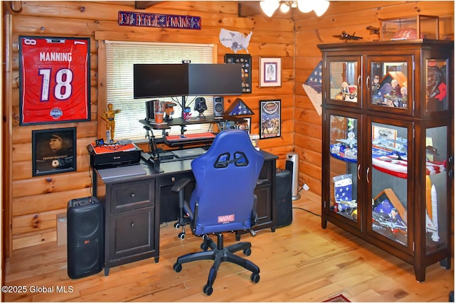 152 Sweenie Fields Rd, Schroon Lake, NY 12870 - office area with wood finished floors and ceiling fan