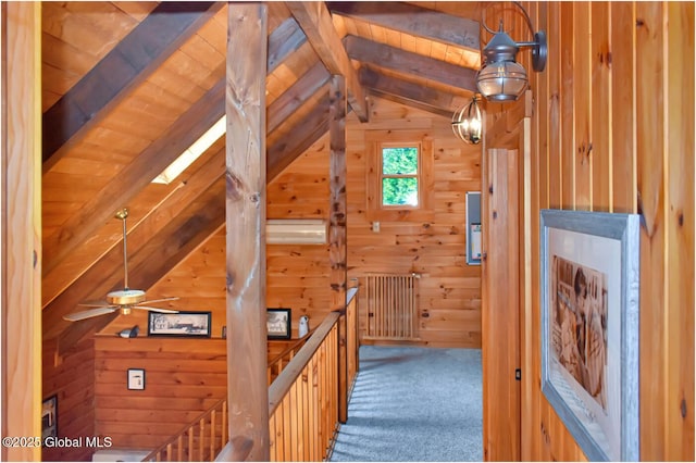 152 Sweenie Fields Rd, Schroon Lake, NY 12870 - hallway featuring wooden walls and carpet flooring