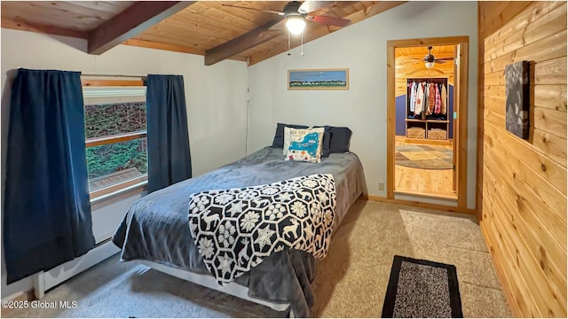 152 Sweenie Fields Rd, Schroon Lake, NY 12870 - carpeted bedroom with wood ceiling and baseboard heating