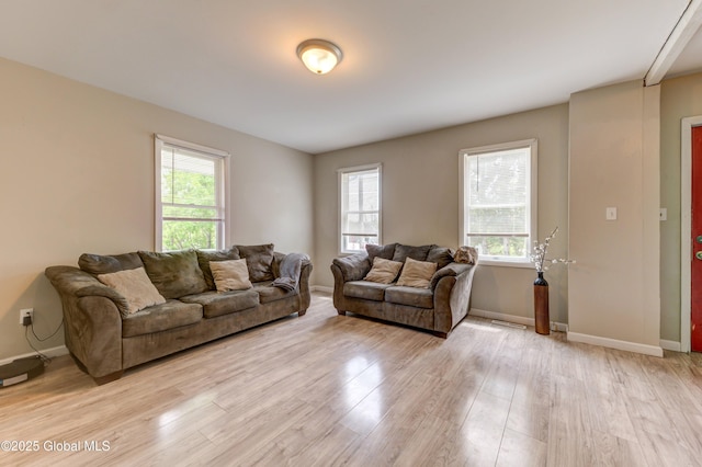 6 William St, Gloversville, NY 12078 - living area with plenty of natural light, light wood-style flooring, and baseboards